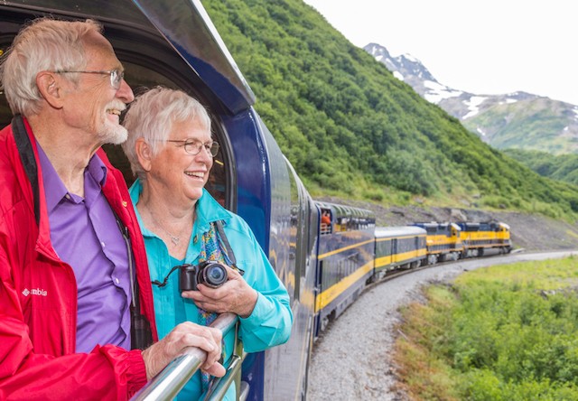 taking photos from an alaska train